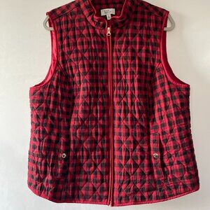Croft & Barrow Womens Red & Black Full Zip Plaid Print Flannel Vest Size X-Large